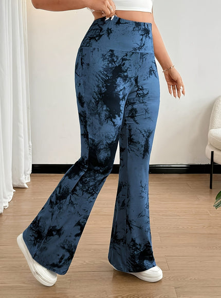 jkthpu-45 Plus Size, [Denim Print/Imitation Denim] Women's High-Waisted Wide-Leg