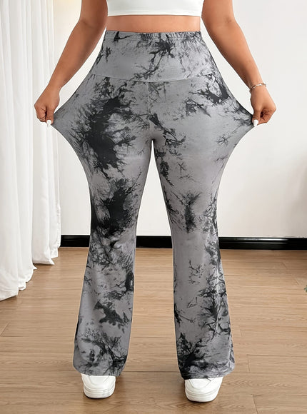jkthpu-45 Plus Size, [Denim Print/Imitation Denim] Women's High-Waisted Wide-Leg