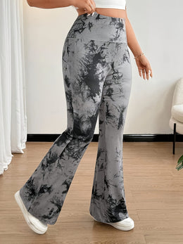jkthpu-45 Plus Size, [Denim Print/Imitation Denim] Women's High-Waisted Wide-Leg