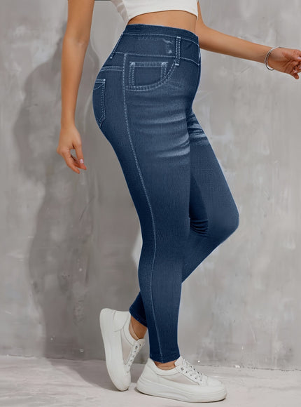 jkthpu-45 Plus Size, [Denim Print/Imitation Denim] Women's Plus Size