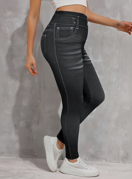 jkthpu-45 Plus Size, [Denim Print/Imitation Denim] Women's Plus Size