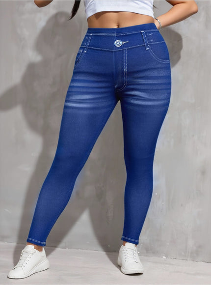 jkthpu-45 Plus Size, [Denim Print/Imitation Denim] Women's Plus Size