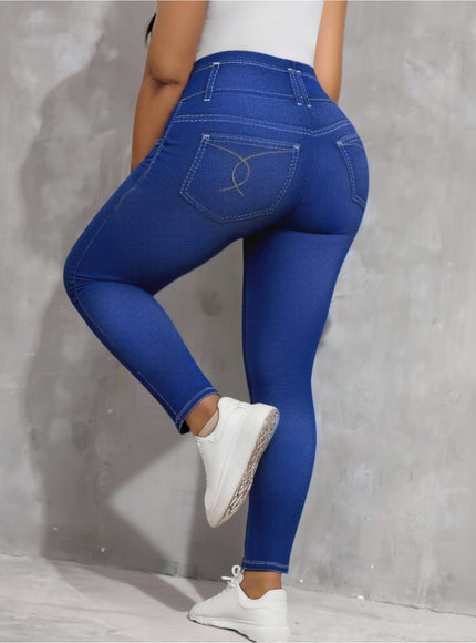 jkthpu-45 Plus Size, [Denim Print/Imitation Denim] Women's Plus Size
