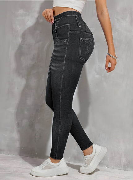 jkthpu-45 Plus Size, [Denim Print/Imitation Denim] Women's Plus Size