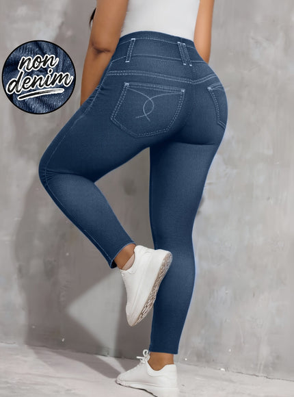 jkthpu-45 Plus Size, [Denim Print/Imitation Denim] Women's Plus Size