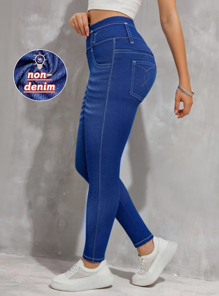 jkthpu-45 Plus Size, [Denim Print/Imitation Denim] Women's Plus Size