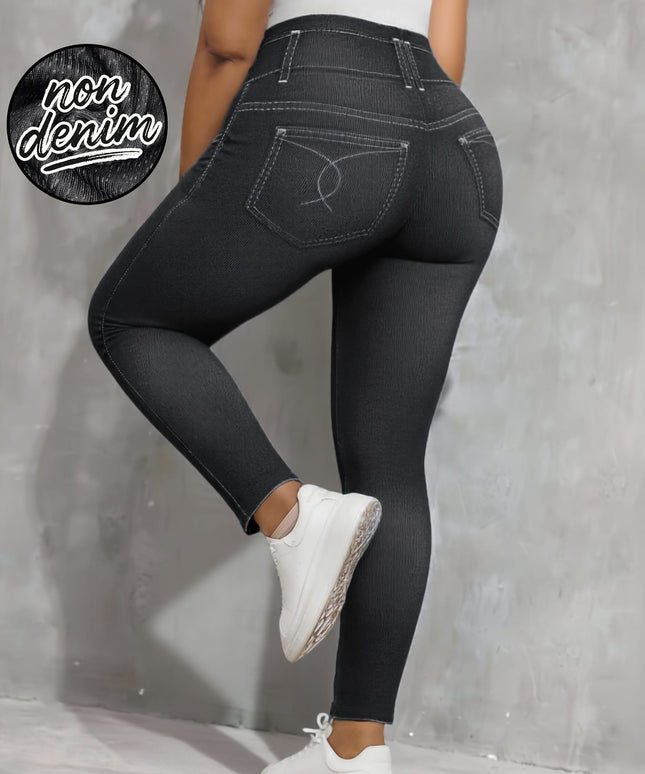 jkthpu-45 Plus Size, [Denim Print/Imitation Denim] Women's Plus Size