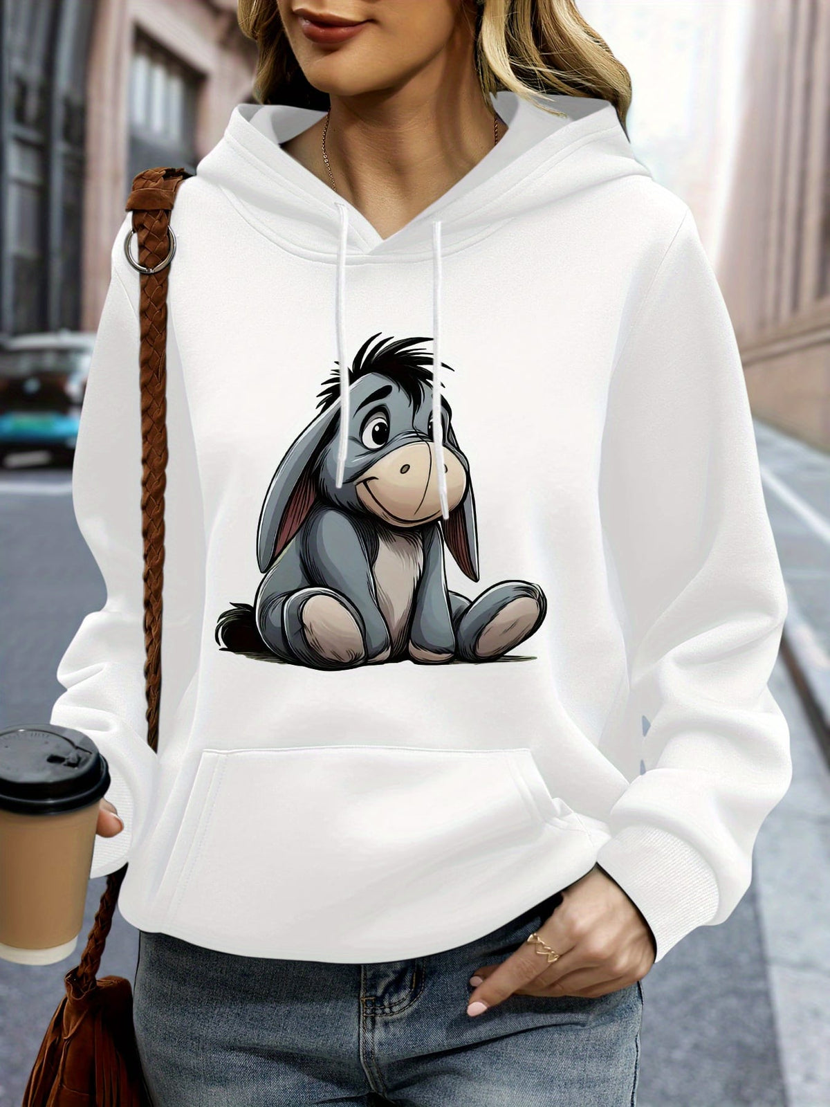 jkthpu-45 Plus Size, Disney Eeyore casual swear, pullover long
