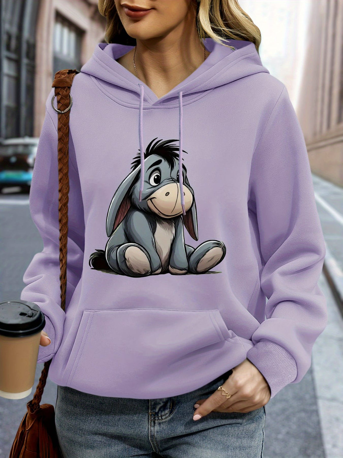 jkthpu-45 Plus Size, Disney Eeyore casual swear, pullover long