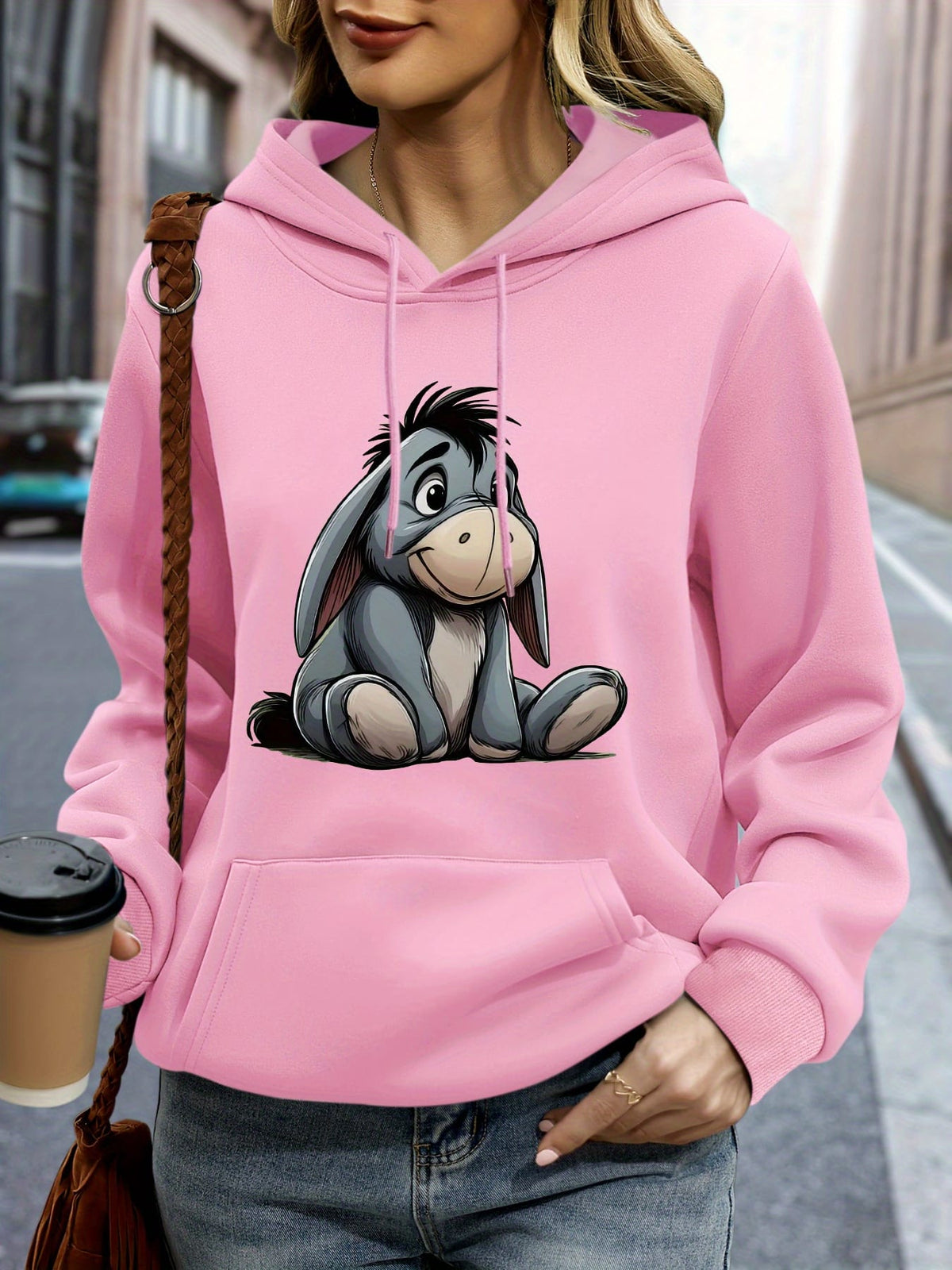 jkthpu-45 Plus Size, Disney Eeyore casual swear, pullover long
