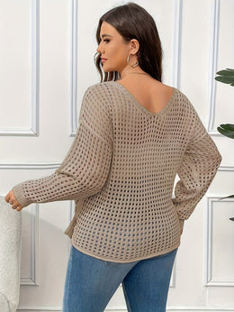 jkthpu-45 Plus Size Elegant AllSeason Drawstring Sweater