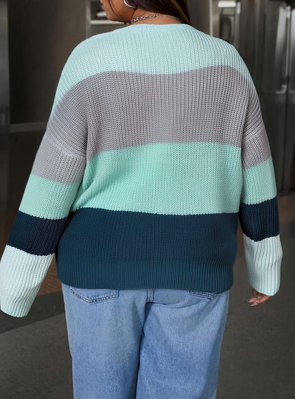 KissICON Plus Size - Elegant Color Block Long Sleeve