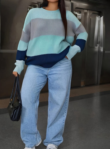 KissICON Plus Size - Elegant Color Block Long Sleeve