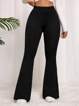 jkthpu-45 Plus Size Elegant High Waist Flared Leg Pants