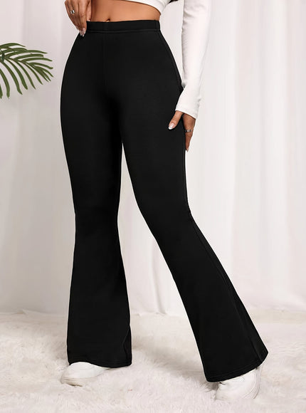 jkthpu-45 Plus Size Elegant High Waist Flared Leg Pants