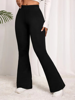jkthpu-45 Plus Size Elegant High Waist Flared Leg Pants
