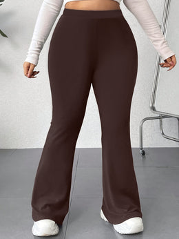 jkthpu-45 Plus Size Elegant High Waist Flared Leg Pants