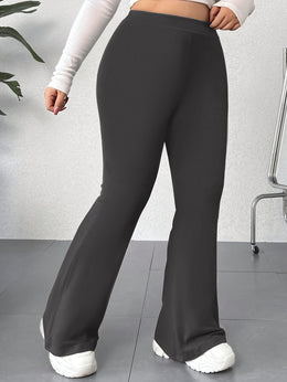 jkthpu-45 Plus Size Elegant High Waist Flared Leg Pants