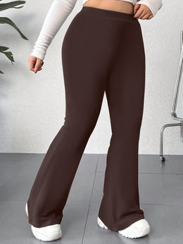 jkthpu-45 Plus Size Elegant High Waist Flared Leg Pants