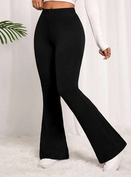 jkthpu-45 Plus Size Elegant High Waist Flared Leg Pants