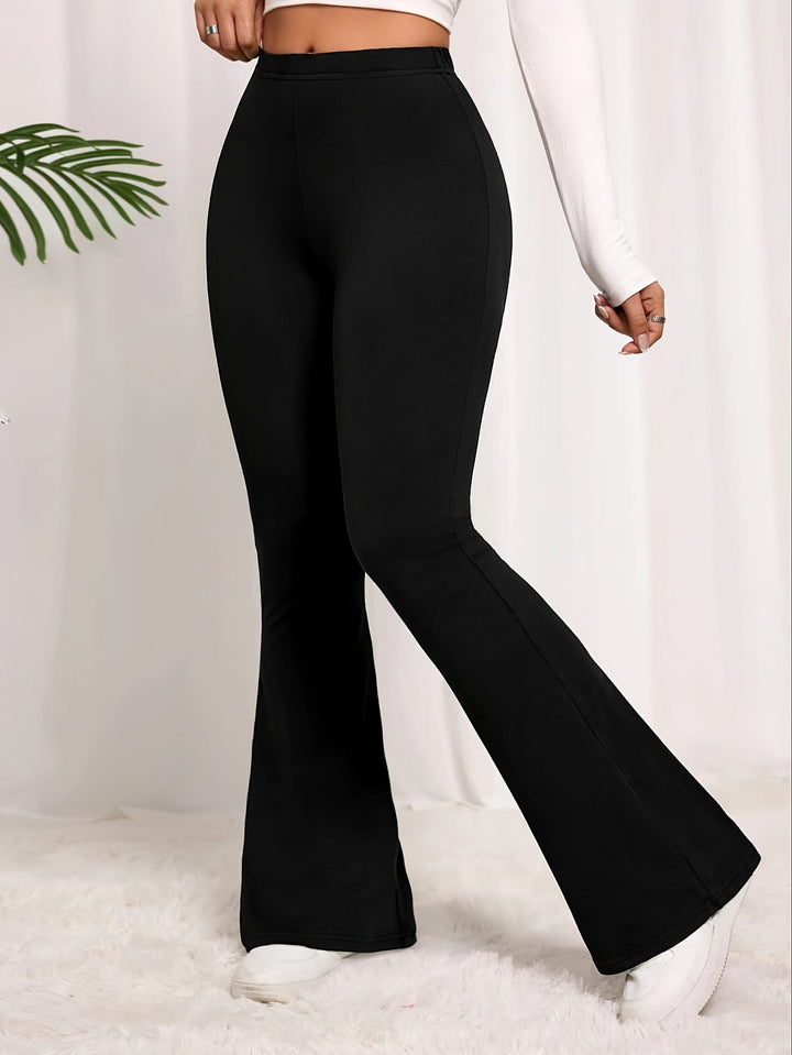 Plus Size Elegant High Waist Flared Leg Pants