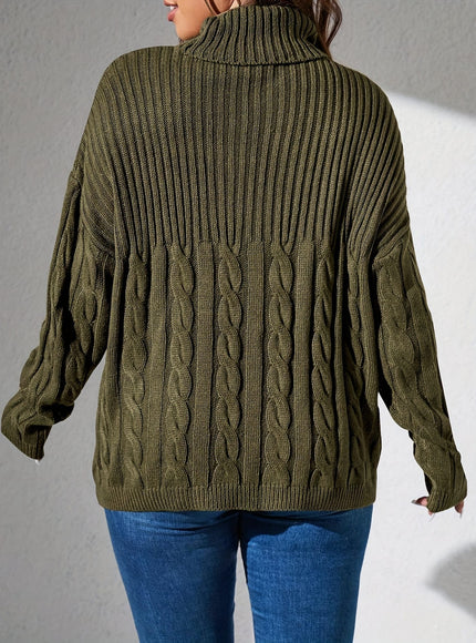 KissICON Plus Size - Elegant Olive Green Pullover Sweater