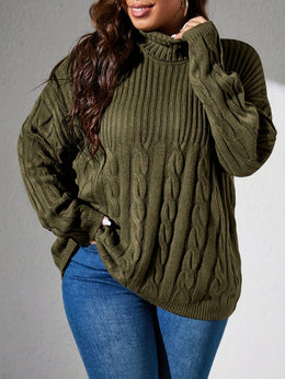 KissICON Plus Size - Elegant Olive Green Pullover Sweater