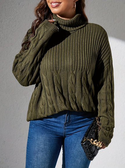 KissICON Plus Size - Elegant Olive Green Pullover Sweater