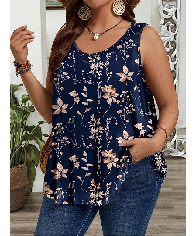 jkthpu-45 Plus Size - Elegant Plus Size Floral Print