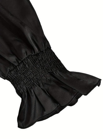 jkthpu-45 Plus Size - Elegant Plus Size V-Neck Blouse
