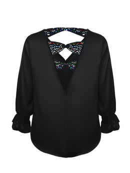 jkthpu-45 Plus Size - Elegant Plus Size V-Neck Blouse