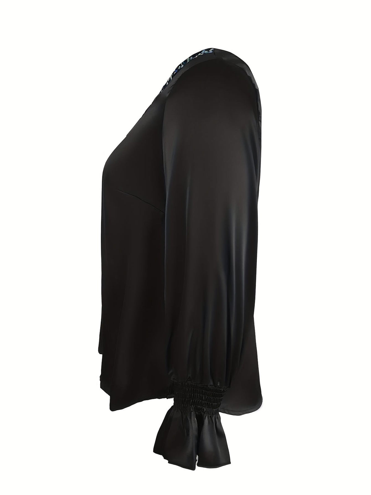 jkthpu-45 Plus Size - Elegant Plus Size V-Neck Blouse