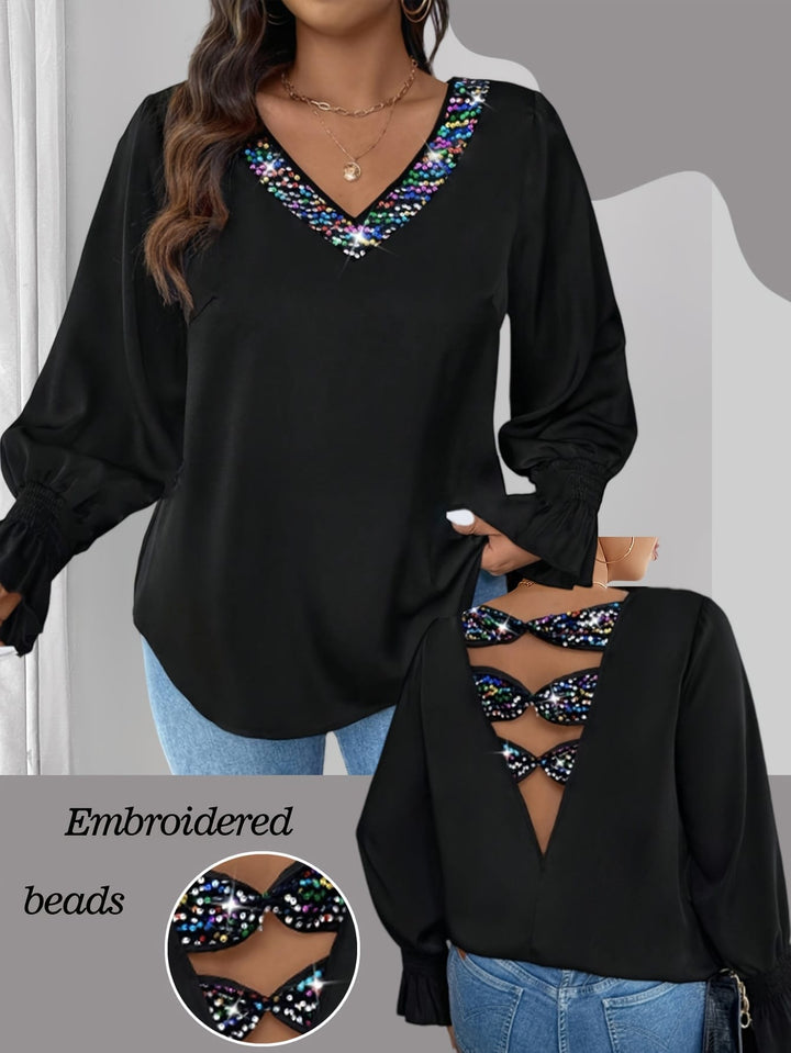 Plus Size - Elegant Plus Size V-Neck Blouse