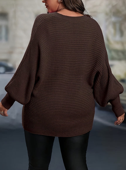 jkthpu-45 Plus Size, Elegant Plus Size Women's V-Neck Pullover