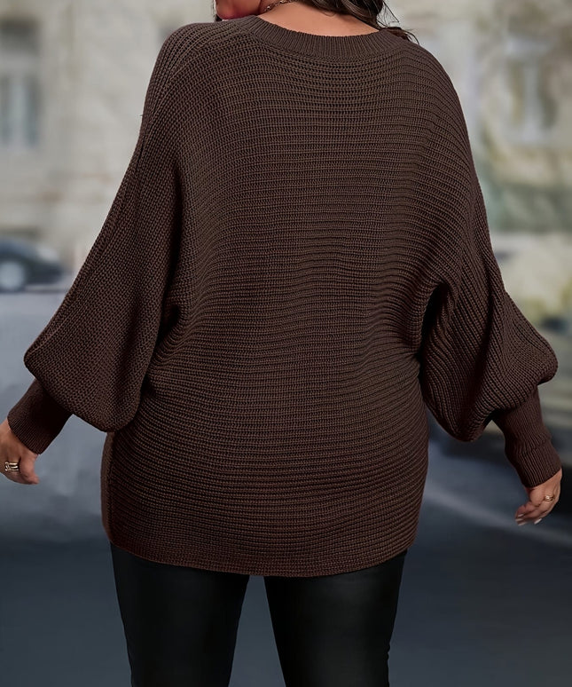 jkthpu-45 Plus Size, Elegant Plus Size Women's V-Neck Pullover