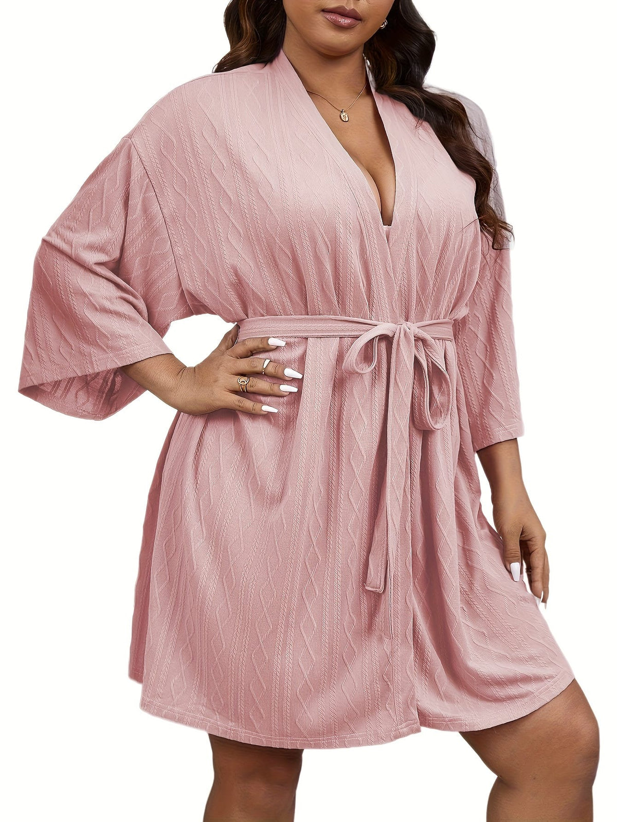 KissICON Plus Size Elegant V-Neck Nightgown - Soft Slight