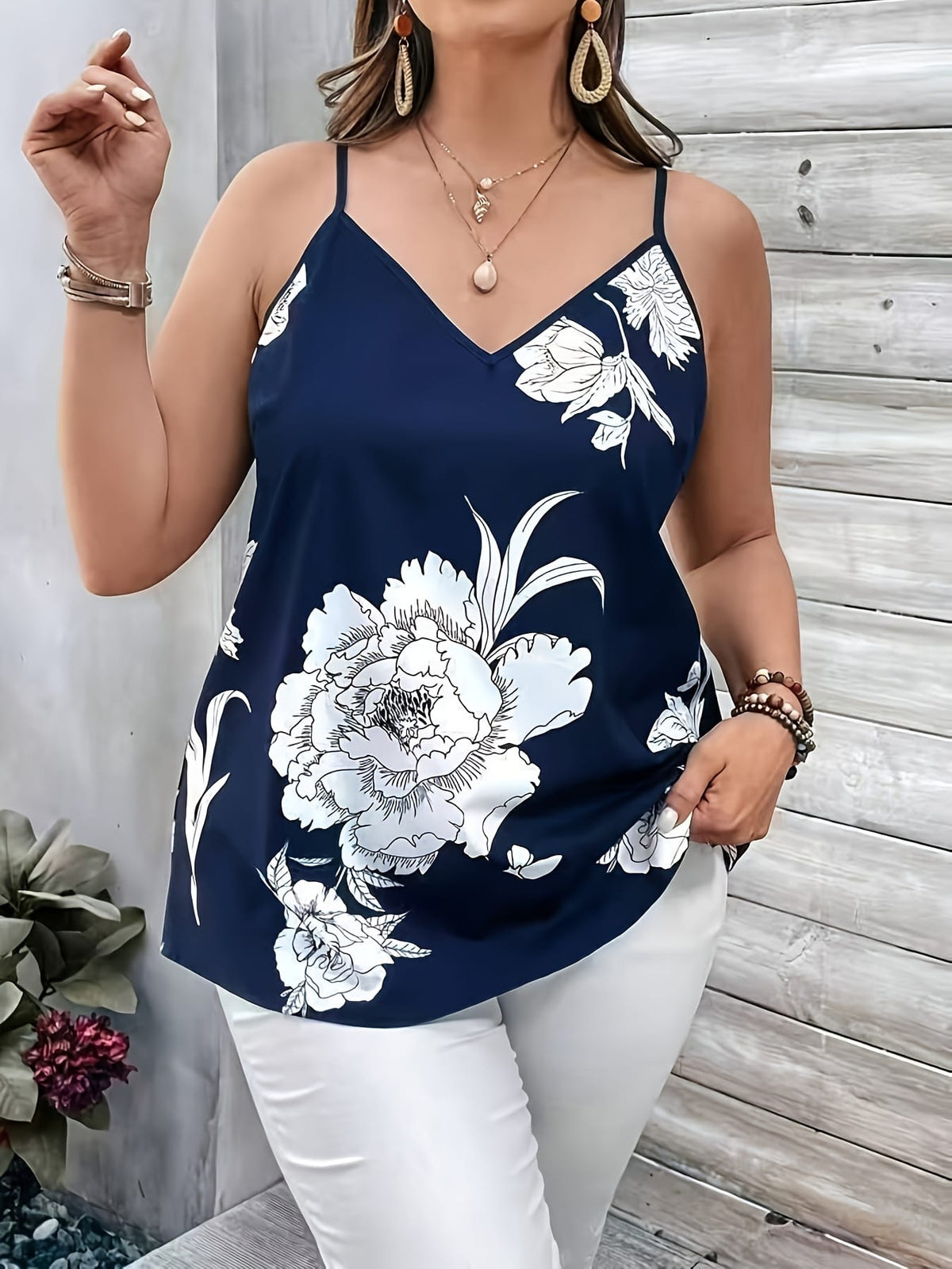 KissICON Plus Size, European and American Style Floral Print