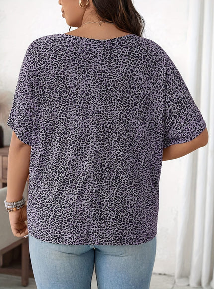 KissICON Plus Size, Everyday and Outing, Casual Leopard Print Oversized Women's T-Shirt