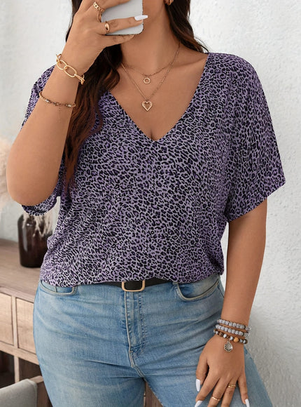 KissICON Plus Size, Everyday and Outing, Casual Leopard Print Oversized Women's T-Shirt