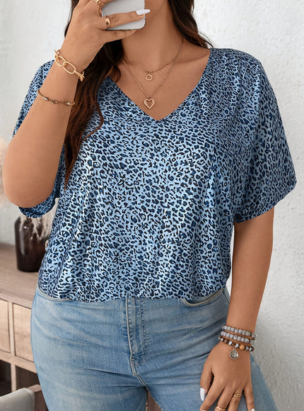 KissICON Plus Size, Everyday and Outing, Casual Leopard Print Oversized Women's T-Shirt