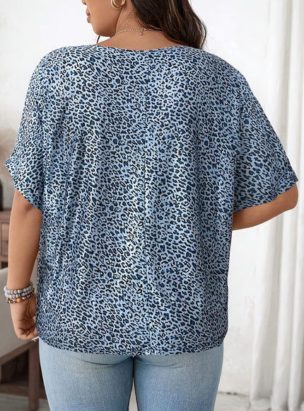 KissICON Plus Size, Everyday and Outing, Casual Leopard Print Oversized Women's T-Shirt