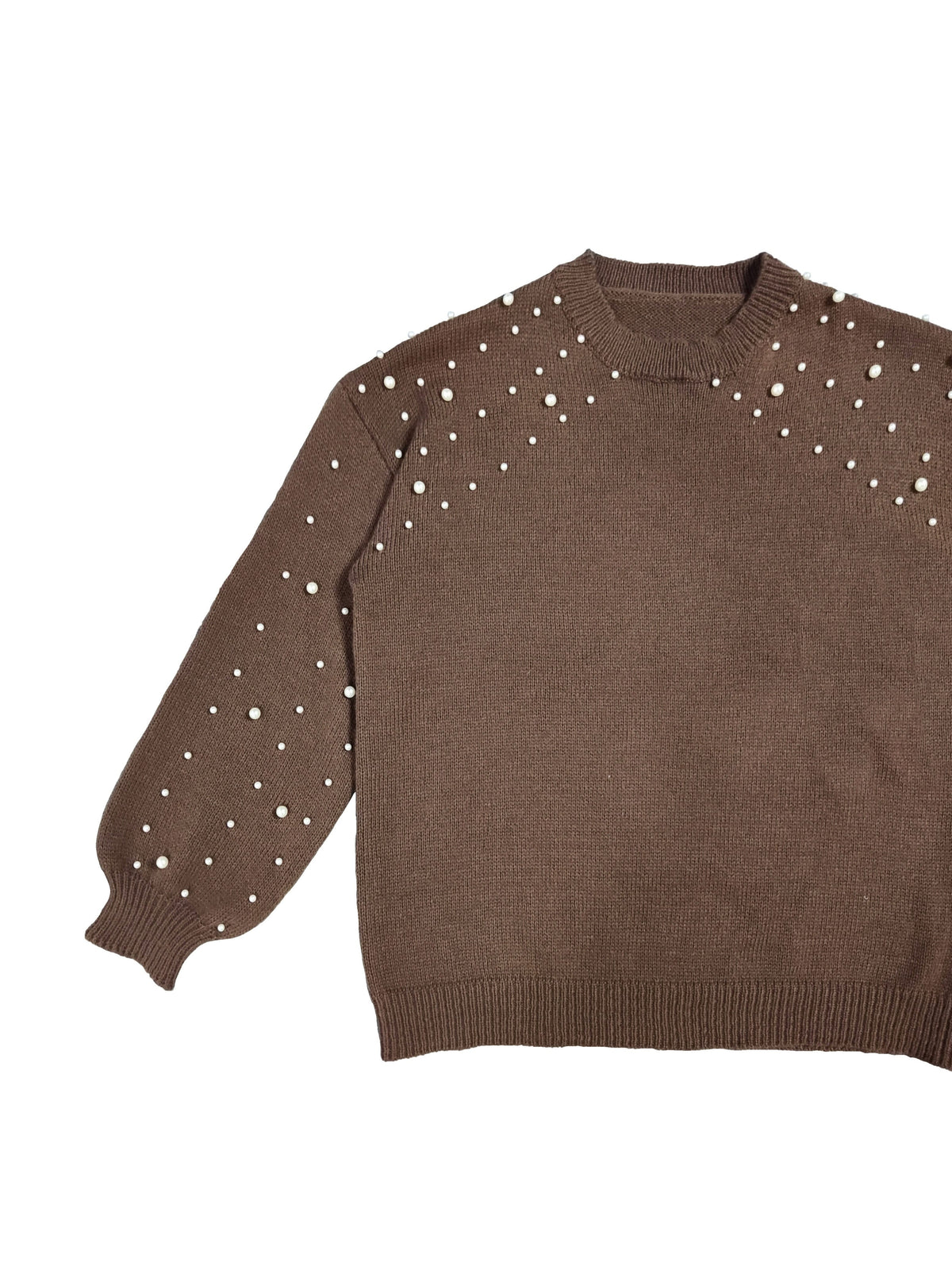 jkthpu-45 Plus Size Faux Pearl Elegant Women's Long Sleeve