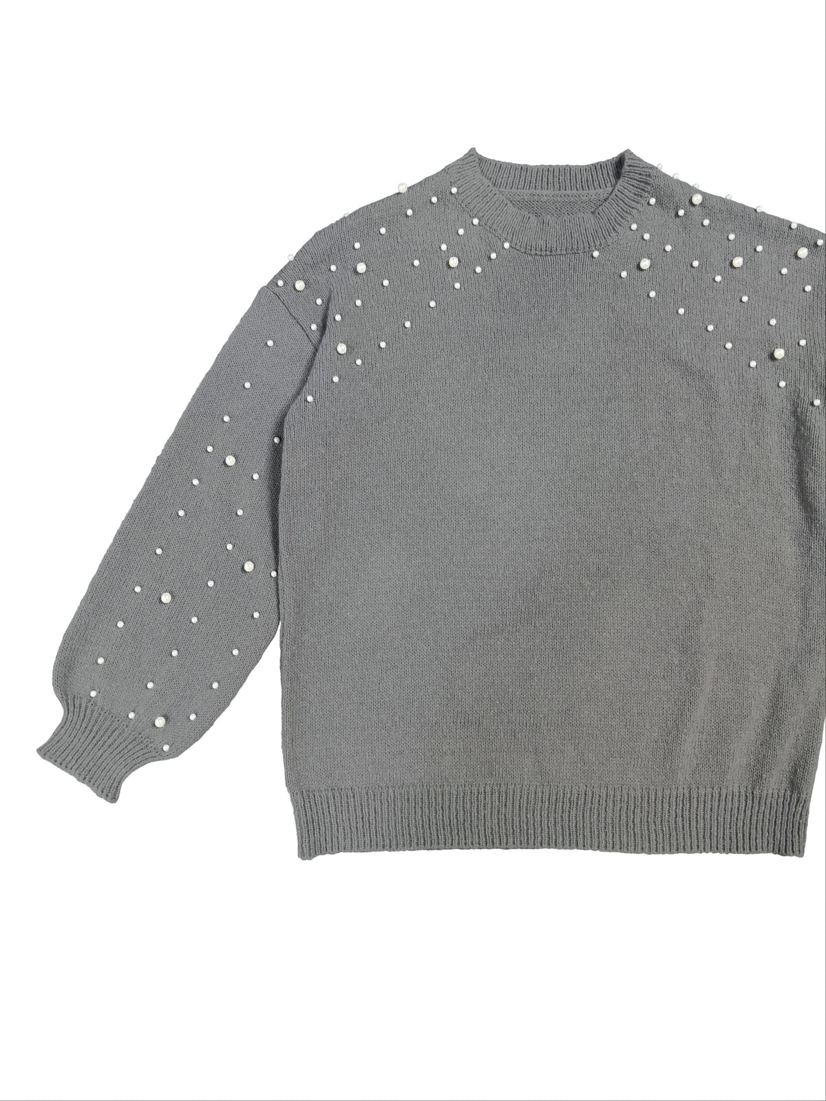 jkthpu-45 Plus Size Faux Pearl Elegant Women's Long Sleeve