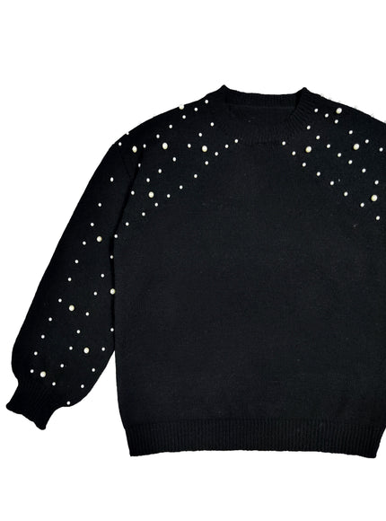 jkthpu-45 Plus Size Faux Pearl Elegant Women's Long Sleeve
