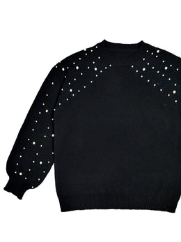 jkthpu-45 Plus Size Faux Pearl Elegant Women's Long Sleeve