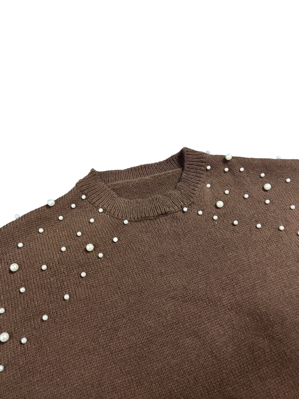 jkthpu-45 Plus Size Faux Pearl Elegant Women's Long Sleeve