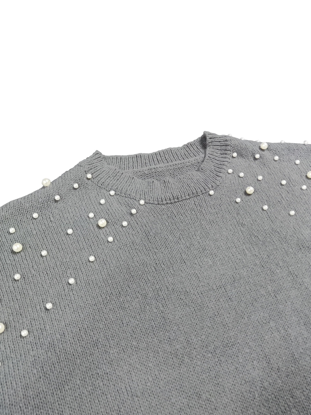jkthpu-45 Plus Size Faux Pearl Elegant Women's Long Sleeve