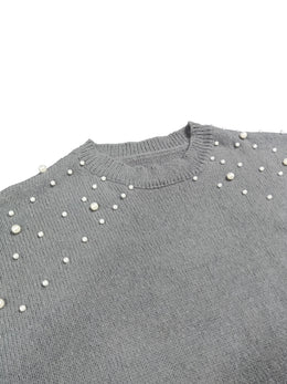 jkthpu-45 Plus Size Faux Pearl Elegant Women's Long Sleeve