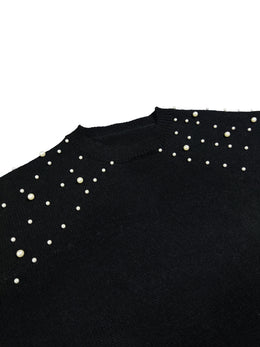jkthpu-45 Plus Size Faux Pearl Elegant Women's Long Sleeve