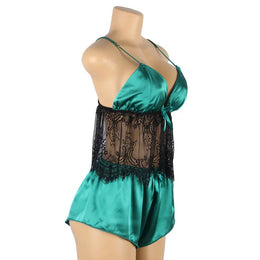 KissICON Plus Size  faux silk smooth cooling feel sexy lingerie sets pajama sets for woman lady from M-5XL
